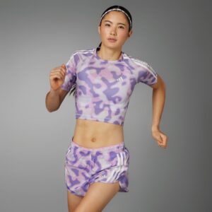 adidas Own the Run 3-Stripes Allover Print T-Shirt