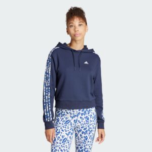 adidas Essentials 3-Stripes Animal Print Relaxed Hoodie