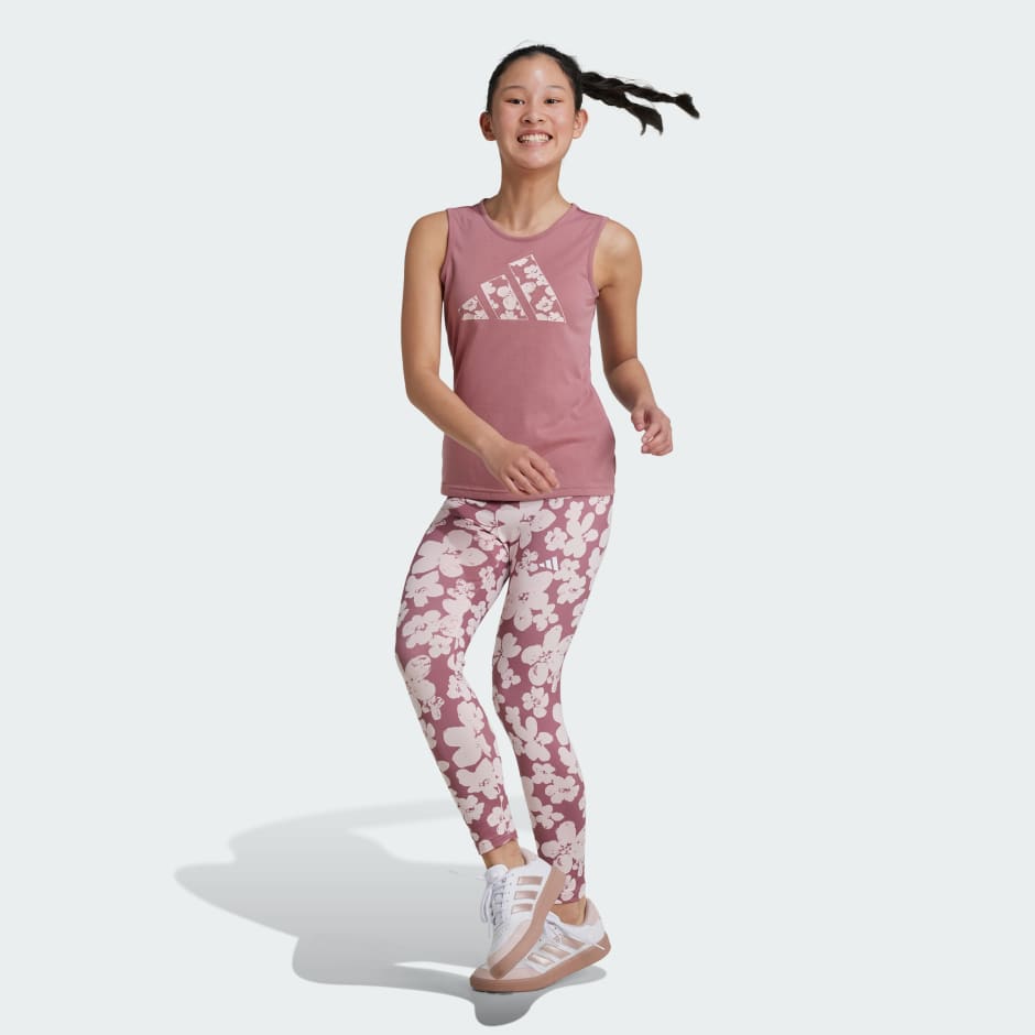 adidas Train Essentials Seasonal Printed High Waisted 7/8 Training Leggings Kids - Image 2