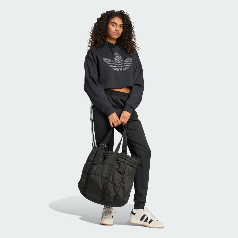 adidas Rhinestone Trefoil Loose Crop Hoodie - Image 2
