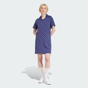 adidas Monogram V-Neck Collar Short Sleeve Dress