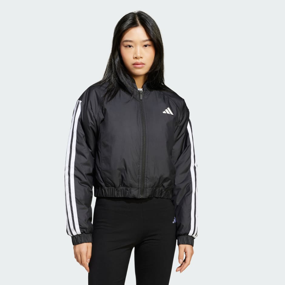 adidas Essentials 3-Stripes Insulated Crop Bomber Jacket