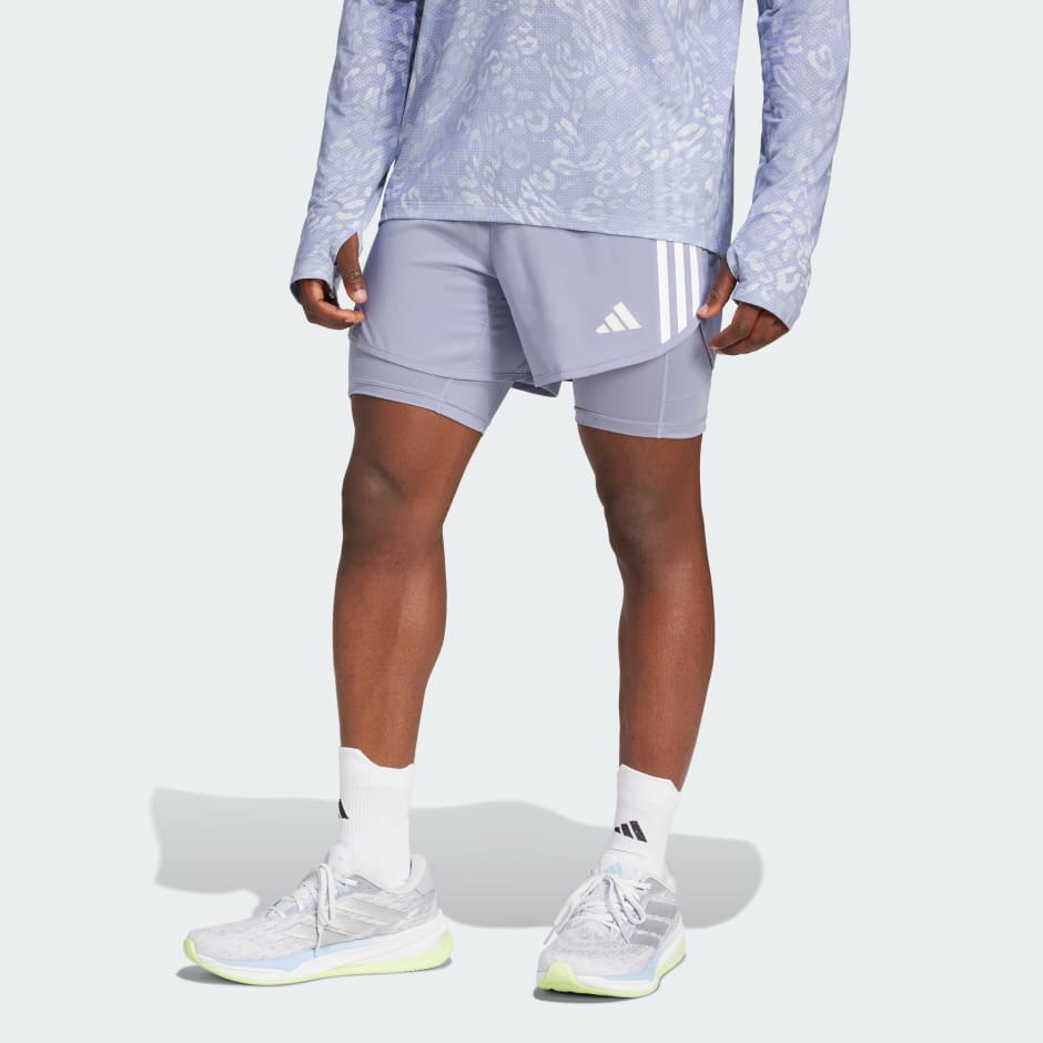 adidas Own the Run 3-Stripes 2-in-1 Shorts