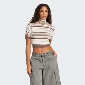 adidas Striped Cropped Turtleneck