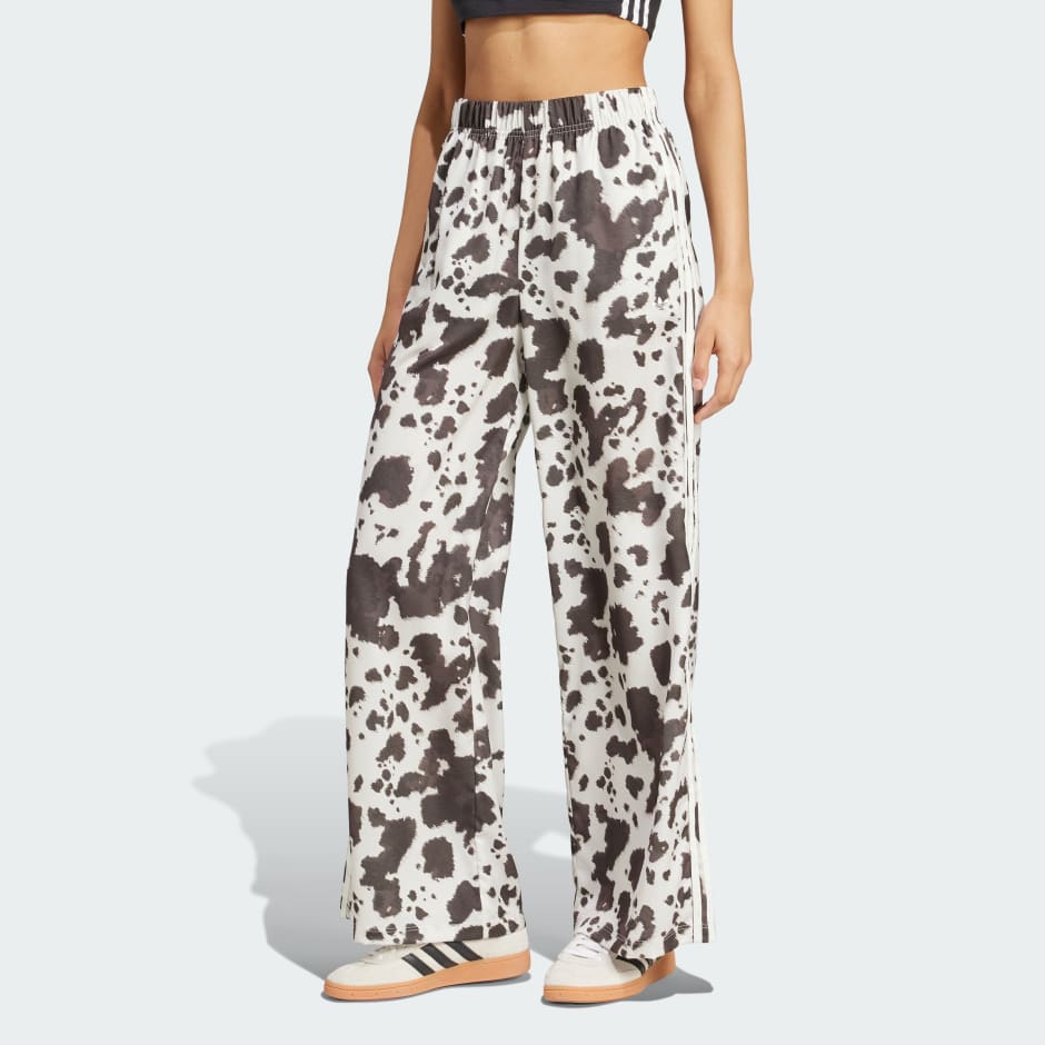 adidas Originals Satin Cow Print Wide Leg Pants