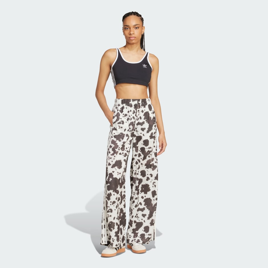 adidas Originals Satin Cow Print Wide Leg Pants - Image 2